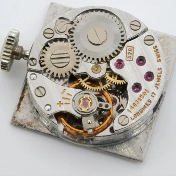 Longines antique 18K WG 0.20CT VS diamond square shaped ladies watch - Picture 6 of 12